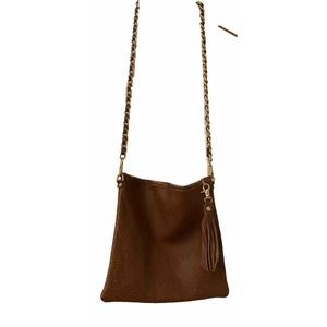 New K. Slade Made Madison Crossbody Bag Pebble Leather Saddle Chunky Chain Strap